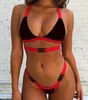 Sportstil Sexig Ladies Bikini 2019 Sommar Nya Kvinnors Solid Färg Spänne Split Baddräkt 2 stilar