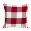 Kvadratisk plädkudde med bollar 45x45cm Hem soffa kuddehus Röd Plaid Kasta kudde kudde kudde fodral julklapp dbc vt0881