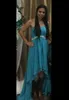 Fanciest Sweetheart Women039 Strapless High Low Country Style Bridesmaid Dresses Wedding Party Gowns Turquoise With Crystal Bea1058673