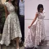 Lace Prom White 2020 Dresses Jewel Neck Sleeveless High Low Custom Made Plus Size Evening Party Gowns Formal Ocn Wear Vestido De Noche