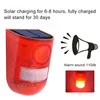 Luz de alarma Luz solar LED Lámpara de alarma 110db Sonido de advertencia 6led Luz roja IP65 Sensor de movimiento a prueba de agua Luces de precaución Lugar secreto Pared