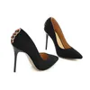 Wholesale New Sexy Stiletto Heel Suede Back Ring Pointed Toe Women Pumps 105mm Fashion High Heels Shoes for Women Office Dress Shoes