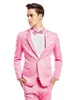 Mode Roze Mannen Bruiloft Tuxedos Notch Revers Slim Fit Bruidegom Tuxedos Uitstekende Mannen Blazer 2 Stuk Suit Prom / Diner Jacket (Jas + Broek + Tie) 86