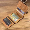 Vintage designer män plånbok bifold matt läder plånböcker män små trifold handväska kort hållare pengar väska affärsmärke plånbok för 248h