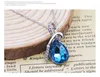 OMHXZJ Toptan Takı Kadın Göl Mavi Melek Gözyaşı Zirkon 925 Ayar Gümüş Kolye Charms PE33 (NO Zincir Kolye)