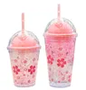 The latest 9.5OZ and 15.2OZ Drinkware double-layer plastic ice cups (with lid straw), creative summer automatic cooling