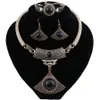 Elegant Fan-Shaped Pendant Halsband Örhängen Armband Retro Smycken Set Kvinnors bröllopstillbehör