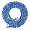 4mm Hip Hop Iced Out Gold Silver Color Tennis Chain Necklace Micro Paved Blue Red Round Zircon Link Necklace for Men Women