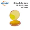 Fã do ventilador dia 25mm China ZNSE CO2 Focus Lens Instrumentos ópticos FL50.8mm 63,5 mm 76,2 mm para máquina de cortador de gravadores a laser