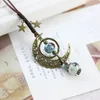 Vintage Moon Ceramic Beads Necklace Double Star Boho Women Statement Jewelry Adjustable Rope Chain Long Sweater Necklaces CN01