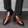 Trouwschoenen Mannen Formele Bruin Jurk Patent Lederen Schoenen voor Mannen Coiffeur Suit Schoenen Mannen Elegante Erkeek Ayakkabi Klasik