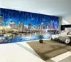 Photo Photo Photo Carta da parete 3D Stile europeo Ultra HD Night City Night City Paesaggio Panora Grande murale Sfondi per camera da letto Soggiorno