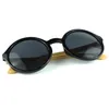Hand Made Bamboo Sunglasses Black Round Frame Wood Temples For Women And Men 4 Colors Wholesale Melody2041