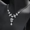 Nouvelle mariée simple zircon collier boucles d'oreilles ensemble de bijoux / accessoires de robe de banquet dames / explosions bijoux de mariage de mariée exquis