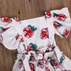 INS Neonate rosa Pagliaccetto con stampa floreale infantile Manica volante Tute floreali 2019 Boutique di moda estiva per bambini Vestiti da arrampicata C5785