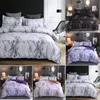 Ensemble de literie à motifs en marbre de 3 ensembles de lit taie d'oreiller lit double ne comprend pas les draps et le rembourrage XD22308251k