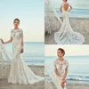 2019 Eddy k Beach Mermaid Wedding Dresses Jewel Neck White Boho Wedding Bridal Gowns abiti da sposa Backless Long Sleeve Wedding Dress Plus