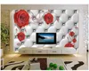 Modernt vardagsrum Bakgrundsbilder Soft Bag Red Rose Stereo 3D Bakgrundsväggmålning