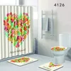 Bath Mats The 4 Sets Bathroom Carpet And Rug Shower Heart-shaped Pattern Toilet Seat Cover Non-slip Curtain1