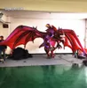 Éclairage effrayant Réplique de dragon volant gonflable 4 m Modèle de mascotte animale suspendue Ballon de dragon maléfique rouge pour la décoration de boîte de nuit et de fête d'Halloween