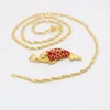 Red Paint Brillant Lovely Fish Pendant Chain 18K Yellow Gold Filled Womens Girls Pendant Necklace Charm Gift