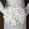 Ivorio Decorazione del matrimonio Fiori ghirlande ghirlande da damigella rosa mazzo da sposa bianco satinato romantico8349704