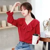 Batas E Blusas Dam Toppar Blus Kvinnor Kläder Ruffles Långärmad Blusas Mujer de MODA Kvinnor Toppar Camisas Mujer Office Blouses