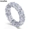 Vecalon 925 Sterling Silver Eternity Ring 6mm 5A Zirkoon Sona CZ Engagement Wedding Band Ringen voor Vrouwen Bruids Vinger Sieraden