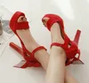Plus size 31 32 33 a 40 41 42 43 sapatos de noiva gravata borboleta vermelha designer de strass salto alto mulheres se vestem sapatos
