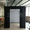 Black 2,4m Iluminação LED Inflável Photo Booth Cube Tentada Personalizada Photo Canto do cenário com cortina para festas e eventos