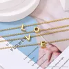 Prénom lettre initiale ABCDEFGHJKLMN pendentif coulissant avec chaîne en métal plaqué or pour femmes filles collier de mode