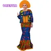 Две штуки юбка наборы с головной драйвкой Африканский базин Рич Печать Лоскутное верхнее и русалка для женщин Африканская одежда WY3109