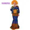 Zestawy spódniczek z headwrap African Bazin Riche Drukuj Patchwork Top I Mermaid Spódnice Dla Kobiet Afryki Odzież Wy3109