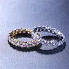 Złoty srebrny kolor okrągły CZ musujące diamentowe pierścienie dla mężczyzn kobiet na imprezę ślubny ładny prezent
