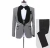 Senaste Design One Button Houndstooth Groom Tuxedos Sjal Lapel Groomsmen Mens Passar Bröllop / Prom / Dinner Blazer (Jacka + Byxor + Vest + Slips) K168