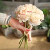 Yapay Çiçekler Şakayık Buketi Düğün Dekorasyon Için 5 Kafaları Peonies Sahte Çiçekler Ev Dekor Ipek Ortanca