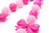 Lovely Pink Kid Chunky Necklace Princess Bow Toddler Baby Girl Bubblegum Bead Chunky Necklace Jewelry Children