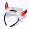 Adult Children Halloween Devil Headband Cosplay Costume Fancy Party Glitter Demon Horn Fluffy Plush Hair Hoop Xmas Party Prop GB1125