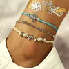 4 stilar kvinna mode strand anklets armband sköldpadda snäckskal charms anklet sommar semester fot kedja smycken