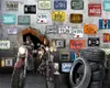 Aangepaste 3d behang muurschildering Europese stijl retro motorfiets en kenteken plaat woonkamer slaapkamer decoratie HD zijde behang