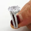 Lyx 100% 925 Sterling Silver Rings Finger Engagement Bröllop Smycken För Kvinnor Big Oval Cut 4ct Simulerad Diamond Ring Set Present