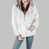 Женщины Sherpa Fleece Hoodie с капюшоном Пуловеры Толстовка с длинным рукавом на молнии Outwear карман толстовки Плюшевые стоять воротник пальто пуловер LJJA3116