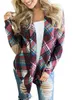 Vrouwen plaid patchwork vest casual plaid print herfst cardigan elleboog patchwork lange mouw elegante trui jas 2 kleuren 10 stks ooa7158