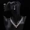 Set di gioielli da sposa in cristallo con strass color argento per donna, collana, orecchini, bracciali, set di accessori per gioielli da sposa6879974