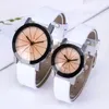 Couple Lover Design Crystal Luxury Quartz Watch Fashion Cuir Diamond Pointer Men Femmes Wristwatches Dot Lovers Clock7982499