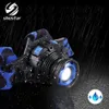 Wasserdichter LED-Scheinwerfer, wiederaufladbarer Scheinwerfer, Q5-LED-Drehzoom, 3 Modi-Stirnlampe, eingebauter Lithium-Akku + Ladegerät + USB