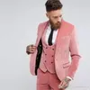 New Arrival One Button Groomsmen Szal Lapel Groom Tuxedos Men Garnitury Ślub / Prom Best Man Blazer (kurtka + spodnie + kamizelka + krawat) A369