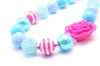 Pink Color Rose Flower Kid Chunky Necklace Fashion Toddlers Girls Bubblegum Bead Chunky Necklace Jewelry Gift For Children