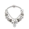 Atacado-e flor pingente charme pulseira designer de luxo jóias banhado a prata para DIY frisado pingente bracelet7934475