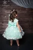 Bonito Verde Menta Princesa Flor Meninas Vestidos de 2019 Nova Handmade Em Camadas Babados Curto Menina Vestidos Pageant